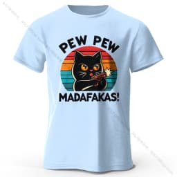 Cute Hand-Drawn Cat Doodle Print 100% Cotton T-Shirt, Ultra Soft Round Neck Short Sleeve Tee for Men & Women