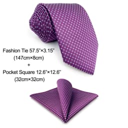 Mens Necktie Set Purple Dots Tie Pocket Square Violet Lavender Classic Extra Long Bow Tie Pre-Tied Boys Size for Kids Available