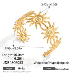 Uworld Unique Stainless Steel Metal Wide Cuff Open Bracelet Bangle 18K Gold PVD Plated Waterproof Fashion Essential Jewelr