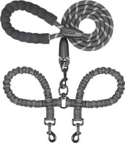 Double Dog Leash, Dual Dog Leash, 360 Swivel Tangle Free Bungee Walking Training Leash for Large Medium Dogs, Shock Absorbing Bu