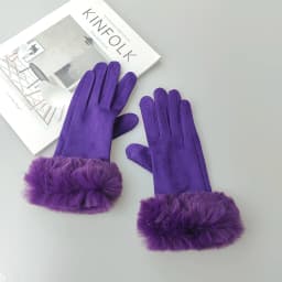 Winter Suede Leather Internal Plush Full Finger Outdoor Riding Warm Gloves Woman's Plush Thick Touch Screen Driving Mittens H92