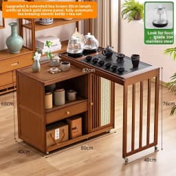 2025 Hot Selling Portable Tea Table with Heating Kettle for Home Balcony Tea Ceremony
