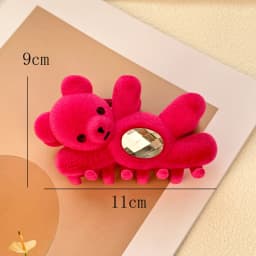 1pc Cute waving teddy bear hair clip with high aesthetic value, rhinestone headband, shark clip, Valentine's Day hair accessory