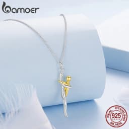 BAMOER 925 Sterling Silver Two-tones Hug Necklace, Detachable Mother and Child Pendant for Family Special DIY Love Jewelry