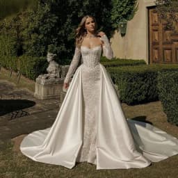 Satin Bridal Detachable Long Train Wedding Removable Overskirt for Dresses Formal Party Prom Bridal Skirts Customized 2026