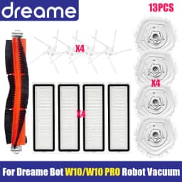 For Dreame Bot W10 W10Pro Vacuum Cleaner Accessories, Main Side Brush, HEPA Filter, Mop Cloth Spare Parts