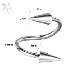 ZS 1 PC 16G Stainless Steel Twisted Nose Ring For Men Women Cone Spike Spiral Helix Cartilage Rings Lip Eyebrow Piercing Jewelry