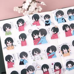 36pcs Cute Little Couple's Hand-book Sticker Hand-book Characters Korean Wind Ins Wind Diy Photo Album Mobile Phone Material