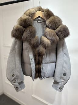 Lagabogy 2026 Natural Real Fur Collar Down Coat Women Thick Puffer Jacket Autumn Winter Loose Patchwork Sleeves Female Parkas
