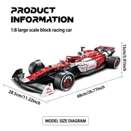 KAVOWORLD 1:8 Large Scale DIY Racing Car Building Bricks Model Static Assembly Car Model for Boys Teens Birthday Christmas Gifts