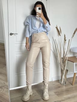 Winter Women's Leather Pants Black Slim Zipper Casual Leather Trousers Pencil Thick Brown Pu Faux Leather Pants for Women 2025