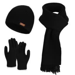 3 Pcs Sets Winter Women Plush Knitted Cold Hat Warm Woolen Head Cap Scarf Gloves Hats Outdoor Ear Windproof Beanies Cap