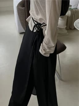 Pinafore Style Half Skirt Women's Spring Autumn Korean Retro Unique Design Button Tie Layered Curtain Skirt