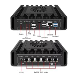 6x Intel i226‑V 2.5G LAN Firewall Mini PC Intel N150 J6412 Metal Industrial Computer PC With Fan COM DDR4 M.2 SSD Home Server
