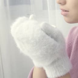 Rabbit Wool Full Fingers Gloves For Men Women Korean Winter Warm Mittens Gloves Ladies Solid Color Thicken Five Finger Gloves