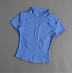 Summer Solid Zipper Slimming Coat Women Short Sleeve Stand Collar Cycling Running Tops Female Gym Sports Workout Clothes Street