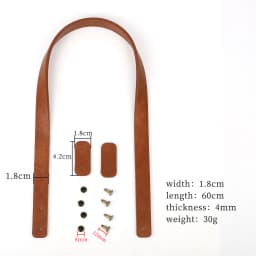 2pcs 60cm Leather Bag Strap with Rivets Women Shoulder Tote Bag Handles for Handbag Replacement Belt Accessories 1.8cm Wide Tan