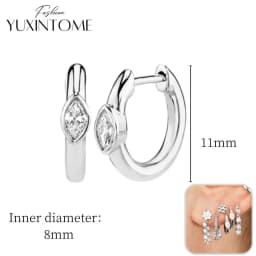 925 Sterling Silver Ear Needle Hoop Earrings Crystal Circle Small Huggie Earrings for Women Simple Females Girls Jewelry