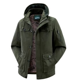 Winter Cotton-padded Men's Tooling Jacket Medium And Long Men's Large-size Coat Warm And Thicker