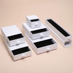 White Creative Paper Drawer Jewelry Packaging Box Necklace Rings Bracelet Organizer Display Stand Gift With Ribbon Rope Sponge