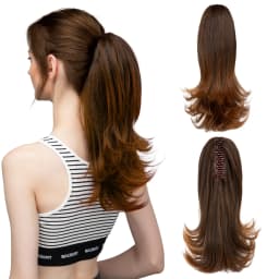 Synthetic Claw Clip In Ponytail Hair Extensions 14 Inch Wavy Hairpiece Fake Blonde Black Hair False Pigtail With Elastic Band