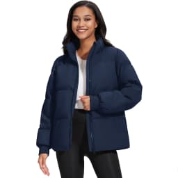 TACVASEN Womens Winter Padded Quilted Duck Down Coat Waterproof Warm Zip Up Daily Jacket Windproof Stand Collar Casual Jacket