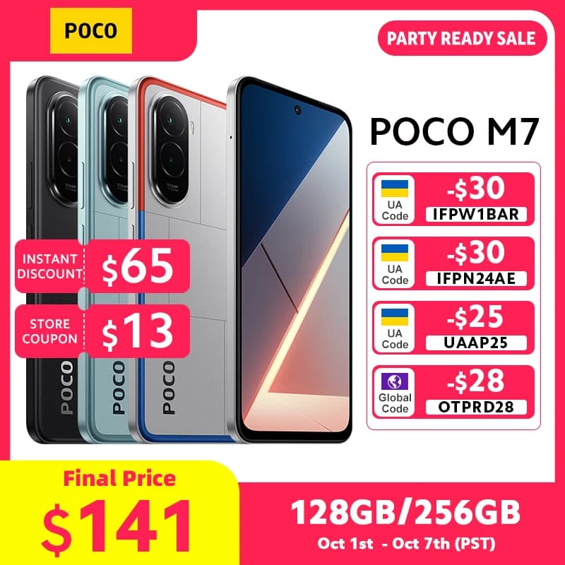 POCO M7 Global Version Snapdragon 685 Smartphone 5G 6.9" 144Hz FHD+ DotDisplay 50MP Camera 7000mAh Battery 33W Fast Charging NFC