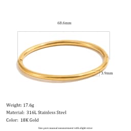 MamacitaSlay 316L Stainless Steel Stackable Hammered Textured Thin Smooth Bracelet 18K Gold Plated Waterproof Women Jewelry Gift