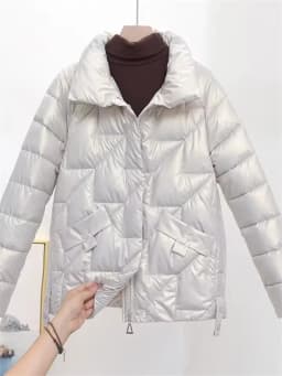2025 New Glossy Down Cotton Jackets Women Winter Parkas Female Stand Collar Casual Warm Short Puffer Jacket Snow Outwear