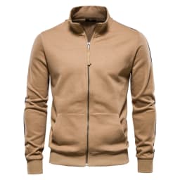 Men's Long Sleeve Sweatshirt Cotton-blend Solid Zipper Design  Sweatshirt for Men Clothing Sportswear Slim Fit Casual Jacket