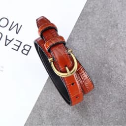 Women's Leather Belt Crocodile Pattern Decorative Match Jeans Suit Dress Slim Waist Genuine Black Leather Pants Waist Belt