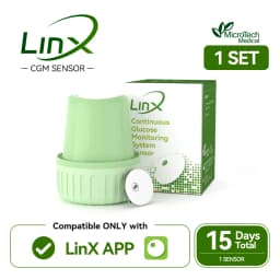MicroTech LinX CGM Continuous Glucose Monitoring System 15 Days 24h Real-Time No Finger Pricking for Diabetes Management