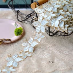 1Yard Gold Flower Lace Trim Ribbon Embroidered Webbing Sewing Craft French African Gift Wrapping 4CM Wide