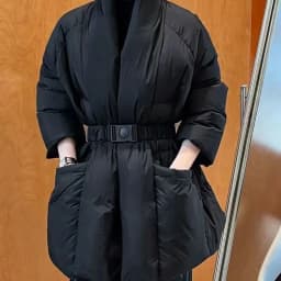 Women Winter V Neck Down Cotton Jacket 2025 New Women Warm Thicken Cotton Coat Korean Belt Waist Winter Outwear Women Parka Coat