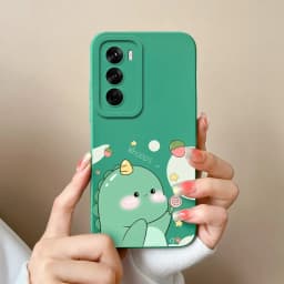 For OPPO Reno12 Pro 5G Case Lovely Dinosaur Liquid Silicone Soft Cases Shockproof Phone Cover For OPPO Reno 12 12Pro Fundas Capa