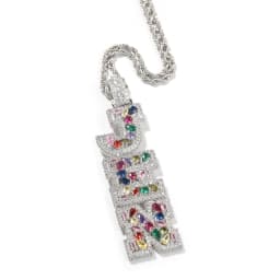 THE BLING KING Custom Vertical Initial Letter Pendant Mixed Inlay Different Shape Cubic Zircon NamePlate Necklace Hiphop Jewelry