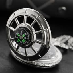 Exquisite Compass Design Vintage Hollow Skeleton Pocket Watch Black Starry Round Dial Antique Pendant Clock Retro Gifts Unisex