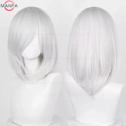 40cm Medium Basic Anime Cosplay Wig Bang Blond Black White Red Pink Green Brown Gold Blue Heat Resistant Synthetic Hair Wigs