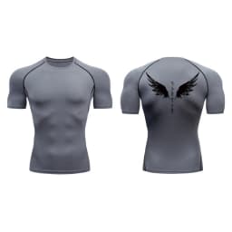 Yin Yang Sword Print Short Sleeve Compression Shirts for Men Summer Athletic Quick Dry T-shirts Gym Workout Running Tees Tops