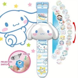 Sanrio Hello Kitty Toys Set 3D Projection Digital Watch Cinnamoroll Kuromi Melody Anime Action Figures Model Toy