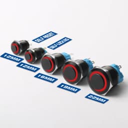 12/16/19/22mm High Head Metal Black With LED Light Waterproof Button Momentary Latching Switches With Power Mark 12V 24V 220V