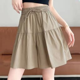 Ice Silk Casual Bloom Short Pants Women's High Waist Loose Thin Wide Leg Five-Quarter Length Commute Style Korean Fashion