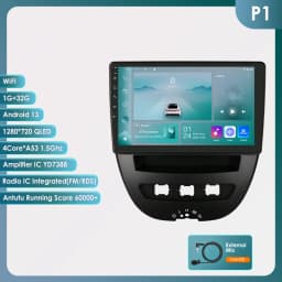 Snapdragon 8Core Android 14 Car Radio For Peugeot 107 Toyota Aygo Citroen C1 2005 - 2014 wireless CarPlay Android Auto 4G BT5.4