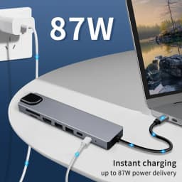 USB C HUB 4K30Hz Docking Station 8-IN-1 USB 3.0 Splitter Type C to RJ45 SD/TF Card Reader for MacBook Notebook Laptop Computer