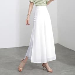 Women Side Slit Chiffon Pants Summer Thin Elastic Waist Wide Leg Pants Chic Droop Trousers Chinese Style Nine Point Pants