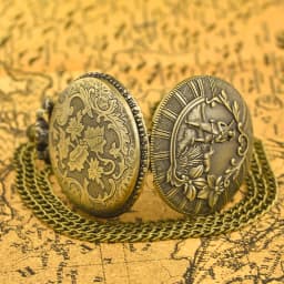 Vintage Bronze Pattern Hunter With Dog Pattern Male And Female Students Gift Quartz Necklace Pocket Watch