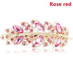 Sparkly Rhinestone Leaf Shaped Barrettes Hairpin Non-Slip Crystal Spring Hair Clips For Women Girls Thin Thick Hair French Style