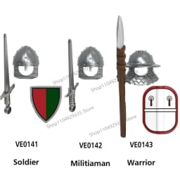 Medieval Military Castle Black Hawk Knight Building Blocks Gothic Cavalry Armor Shield Axe Soldier Figure Accessories Bricks Toy