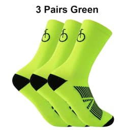 3 Pairs Cycling Socks Men Breathable Mesh Road MTB Bike Socks Bicycle Pattern Mid Tube Outdoor Sport Racing Socks Running Stripe