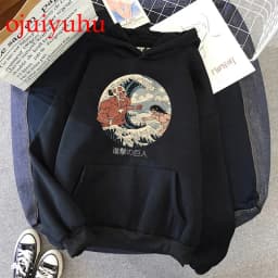 90s japanese Anime Attack on Titan Shingeki No Kyojin Graphic Hoodies Men Unisex Oversized Funny Cartoon Sweatshirt Hoody Male